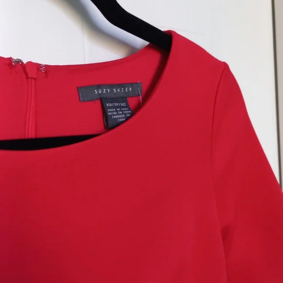 Bright Red Sleeved Dress XS - Picture 2 of 6